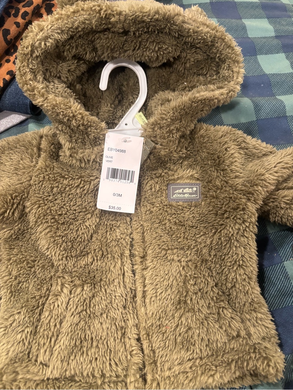 Eddie Bauer Olive Teddy Fleece Baby Hoodie